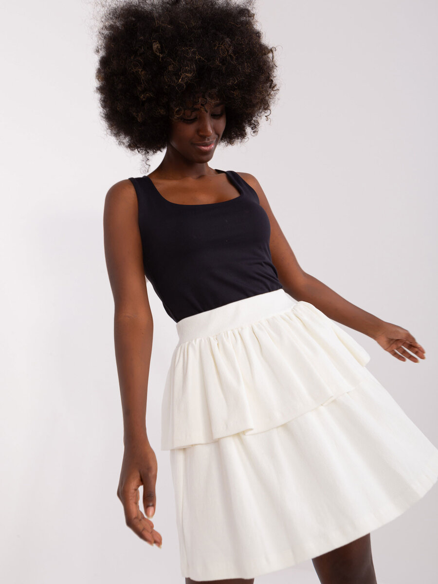 Ecru mini pruhovaná pletená sukně FPrice, L/XL i523_2016103425952