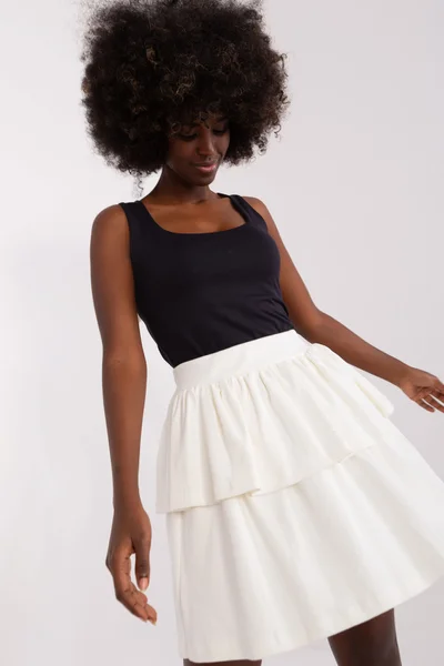 Ecru mini pruhovaná pletená sukně FPrice