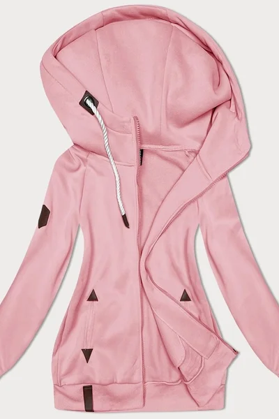 Růžová dámská mikina s kapucí a kožíškem 6&8 Fashion