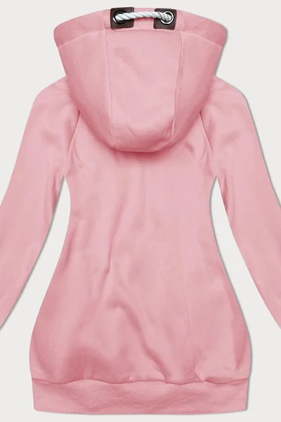 Růžová dámská mikina s kapucí a kožíškem 6&8 Fashion