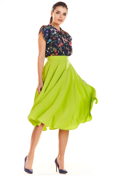 Limetková sukně s kapsami - Elegance Chic