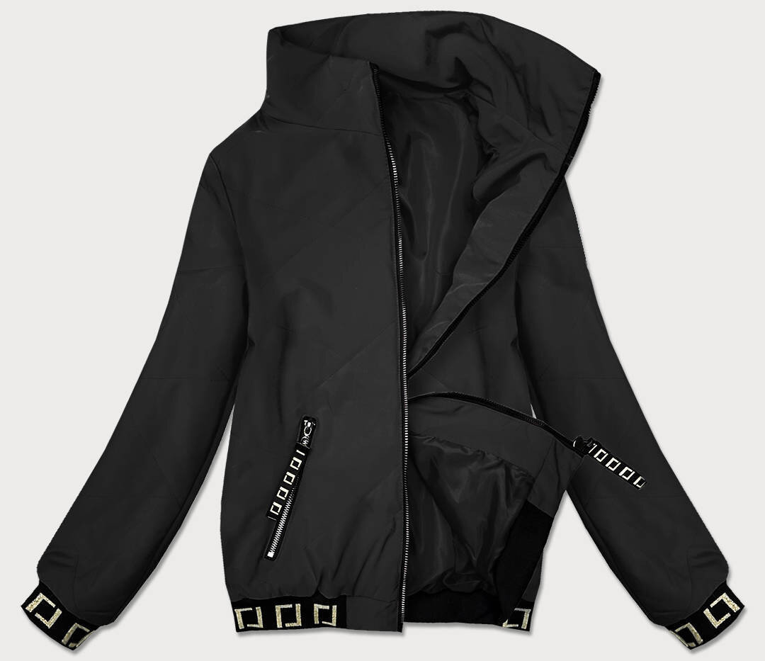 Krátká černá bunda pro ženy se stojáčkem 64115 SWEST, odcienie czerni L (40) i392_19648-49