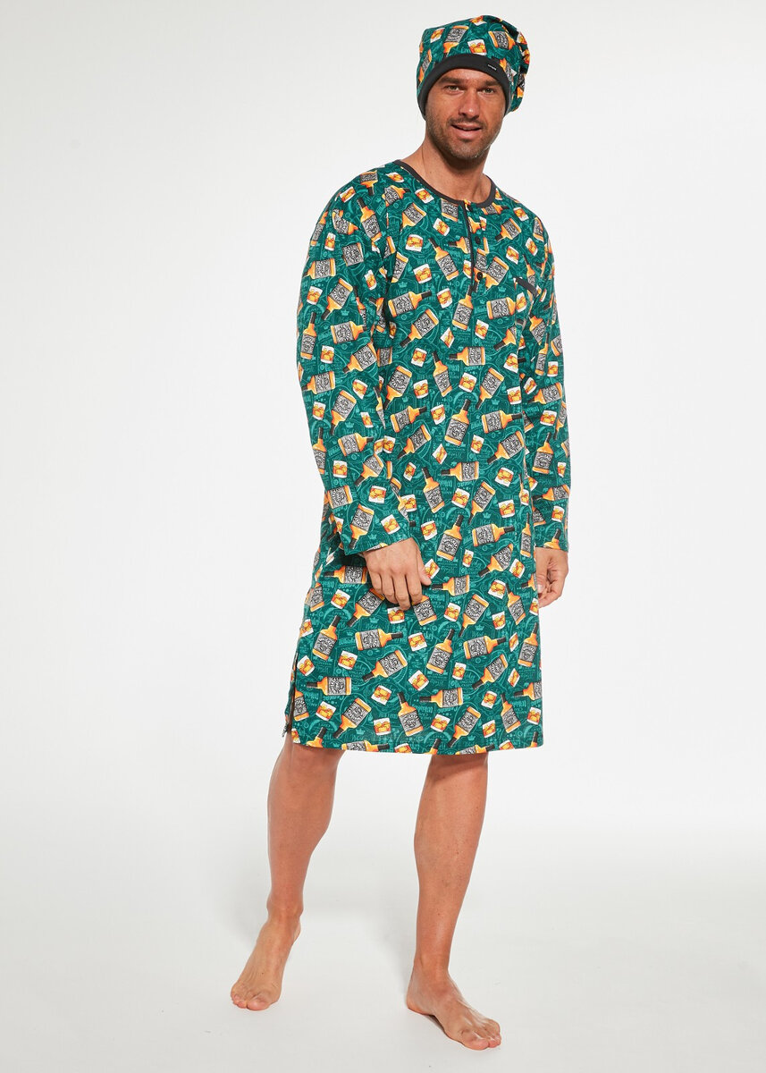 Pánské noční pyžamo Cornette s dlouhými rukávy a originálním designem, zelená XXL i384_75536085
