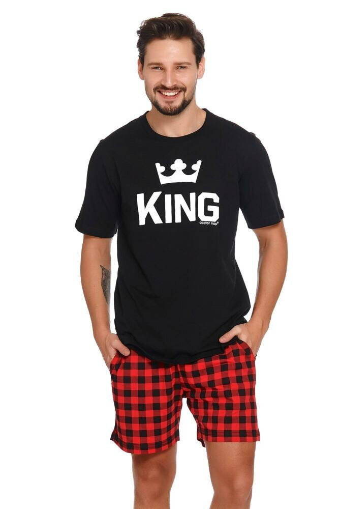 Krátké pyžamo pro muže King černé Dn-nightwear, černá L i43_70093_2:černá_3:L_