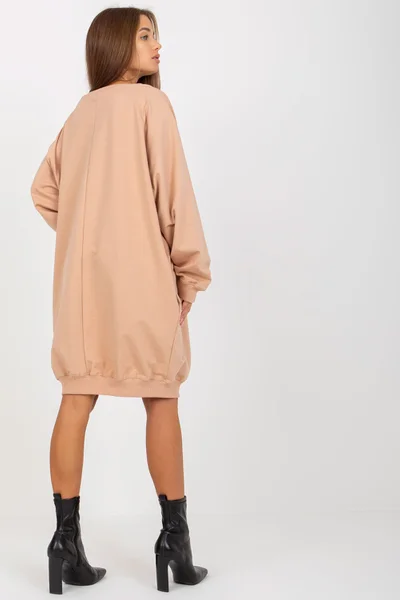 Dámská béžová oversized mikina s kamínky Fashionhunters