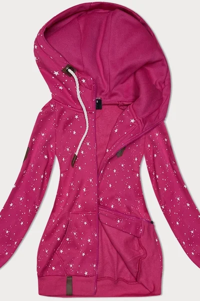 Růžová hvězdnatá dámská mikina s kapucí - 6&8 Fashion
