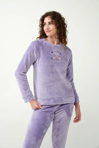 Plyšové pyžamo Lavender Sweet Fleece s tygřím potiskem Vamp