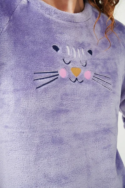 Plyšové pyžamo Lavender Sweet Fleece s tygřím potiskem Vamp