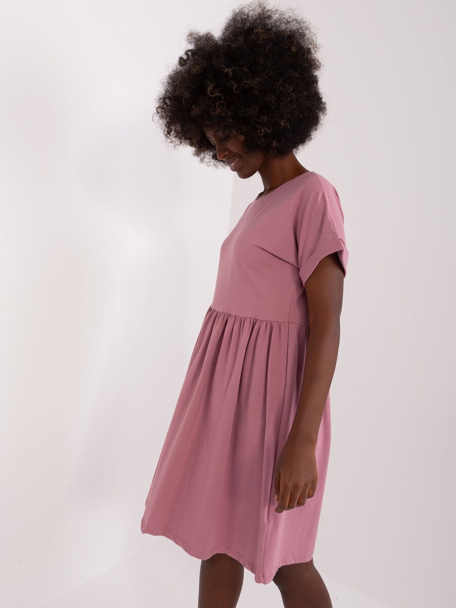Růžové bavlněné šaty Dita RUE PARIS - ležérní letní styl, S i523_2016103439829
