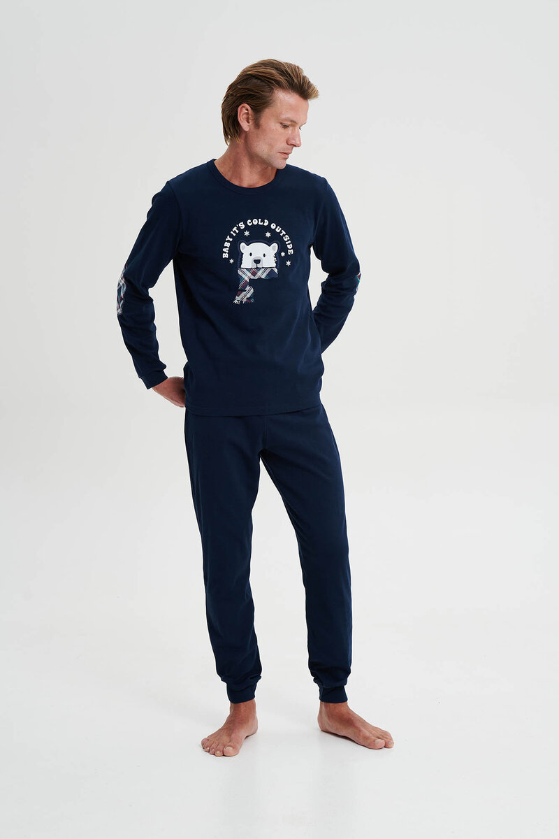 Temný Noční Set - Pohodlné Pyžamo s Dlouhými Rukávy, blue XL i512_19709_180_5