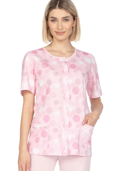 Krátkorukávové pyžamo pro ženy Regina - vzorovaná košile s knoflíky - 100% bavlna
