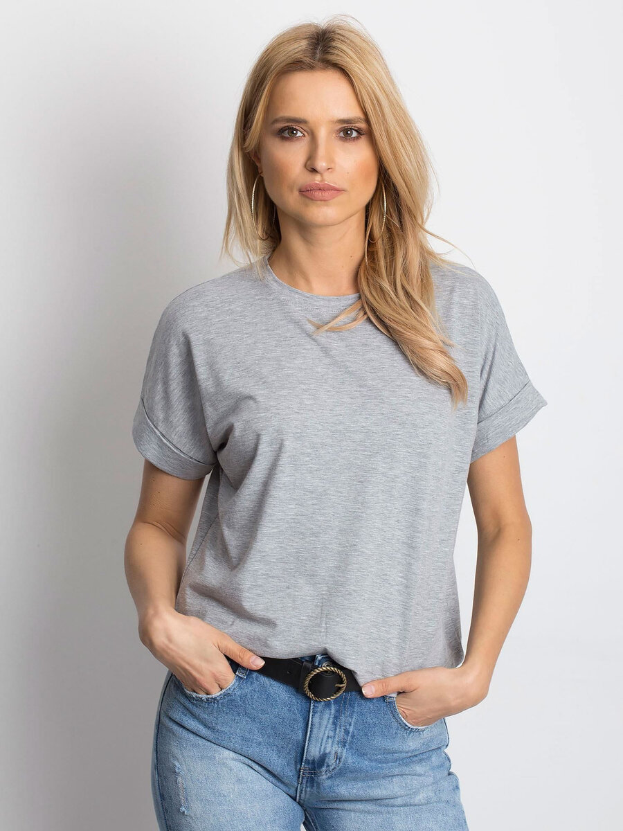 Dámské základní šedé bavlněné tričko FPrice, XL i523_2016102182054
