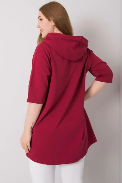 Dámská bordó mikina plus size na zip FPrice