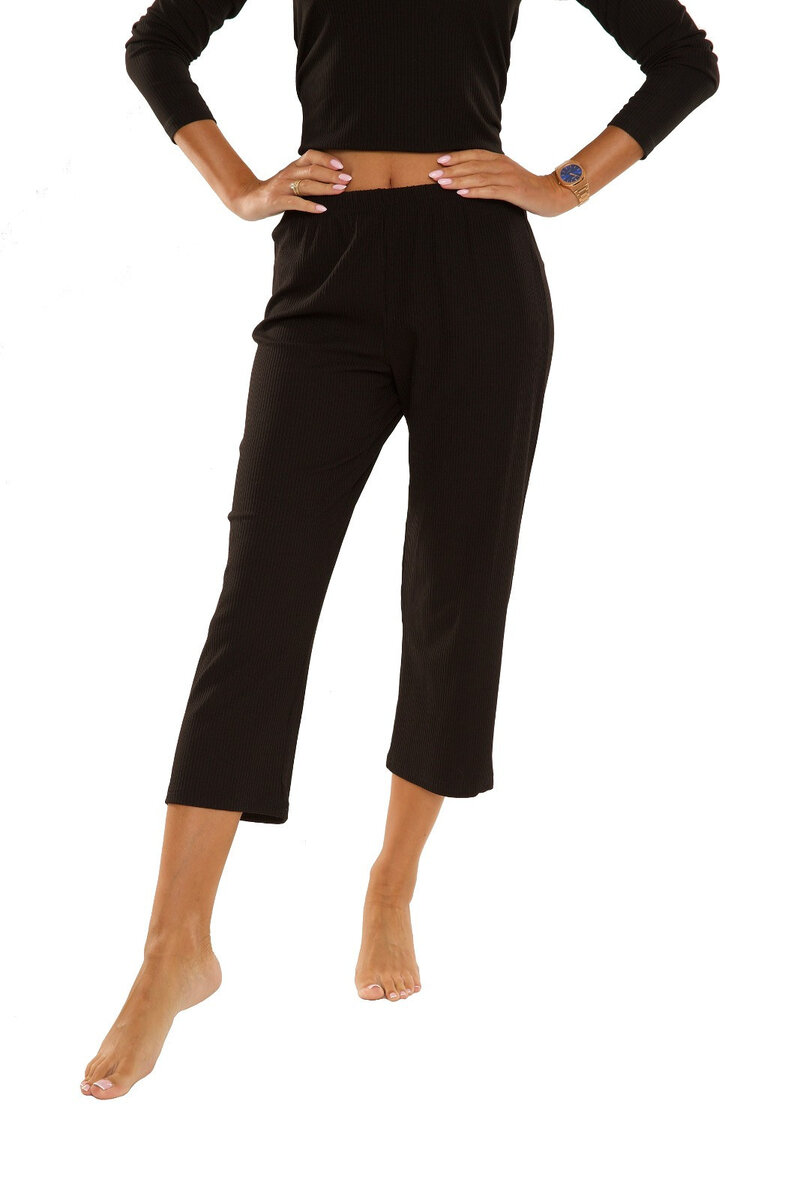 Viskózové žebrované dámské kalhoty Freya, černá S i384_671525