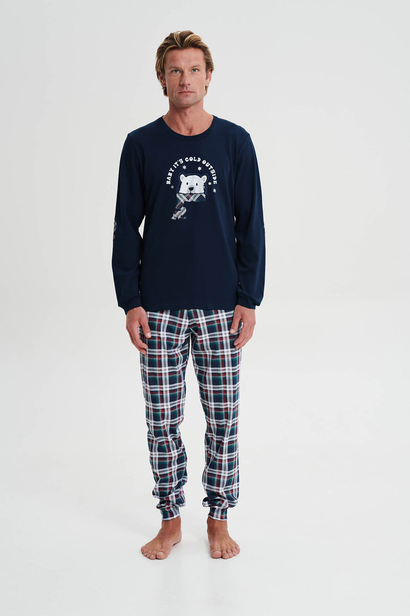 Kostkované pyžamo pro muže s dlouhým rukávem - Pohodlný Vamp, blue S i512_19706_180_2