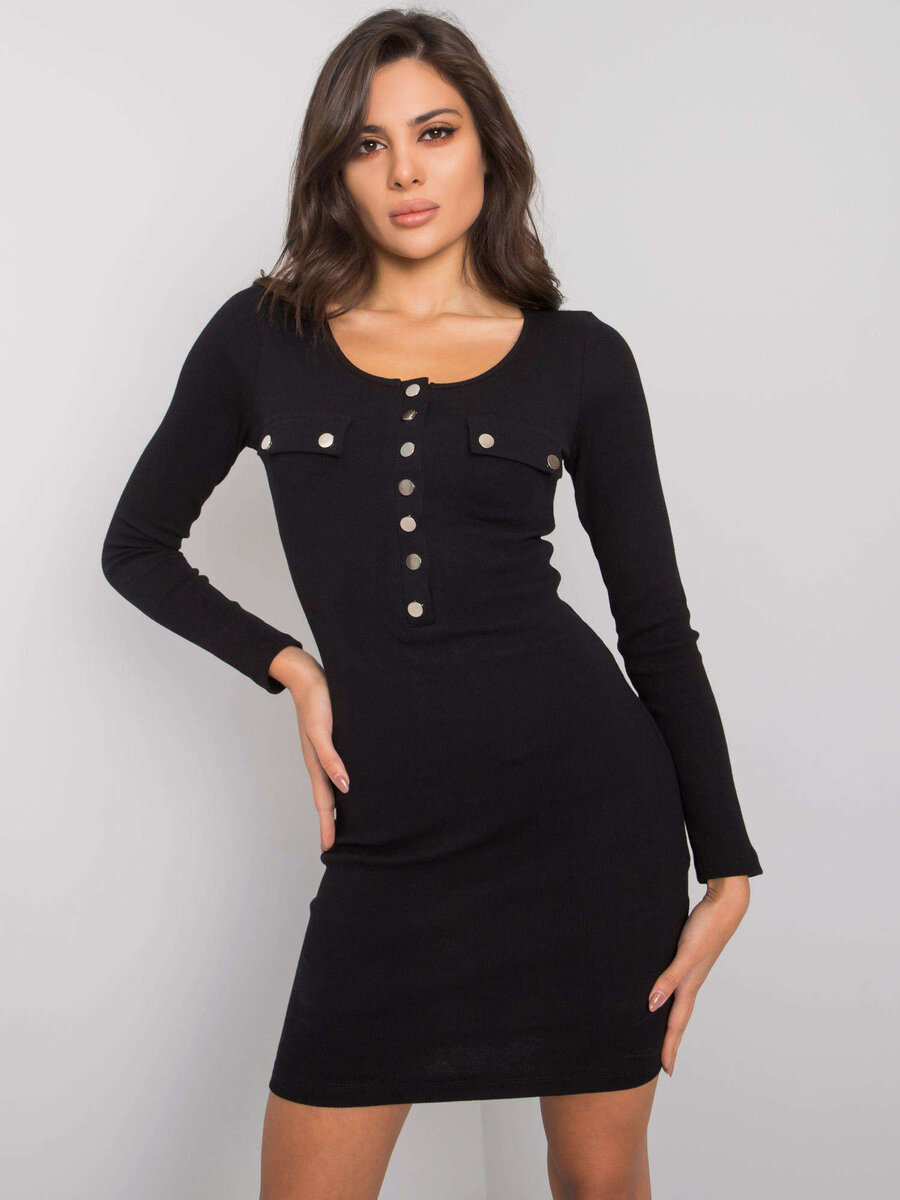 RUE PARIS Dámské černé šaty ve fitted střihu FPrice, S/M i523_2016103077205