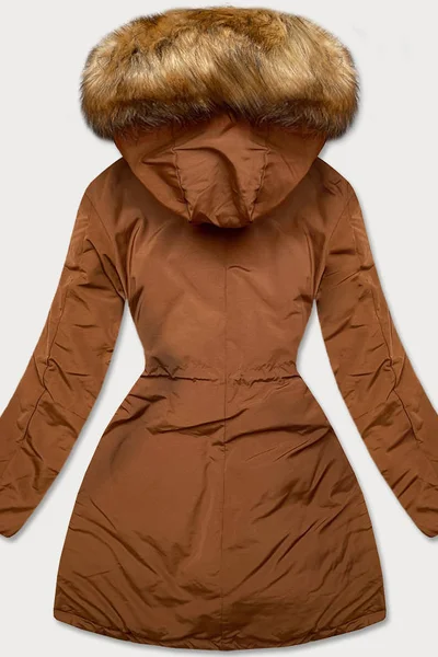 Zimní bunda 2v1 s kožešinovou kapucí a péřovou výplní pro ženy