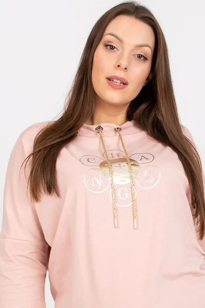 Prašně růžová plus size halenka s rukávy - Fashionhunters