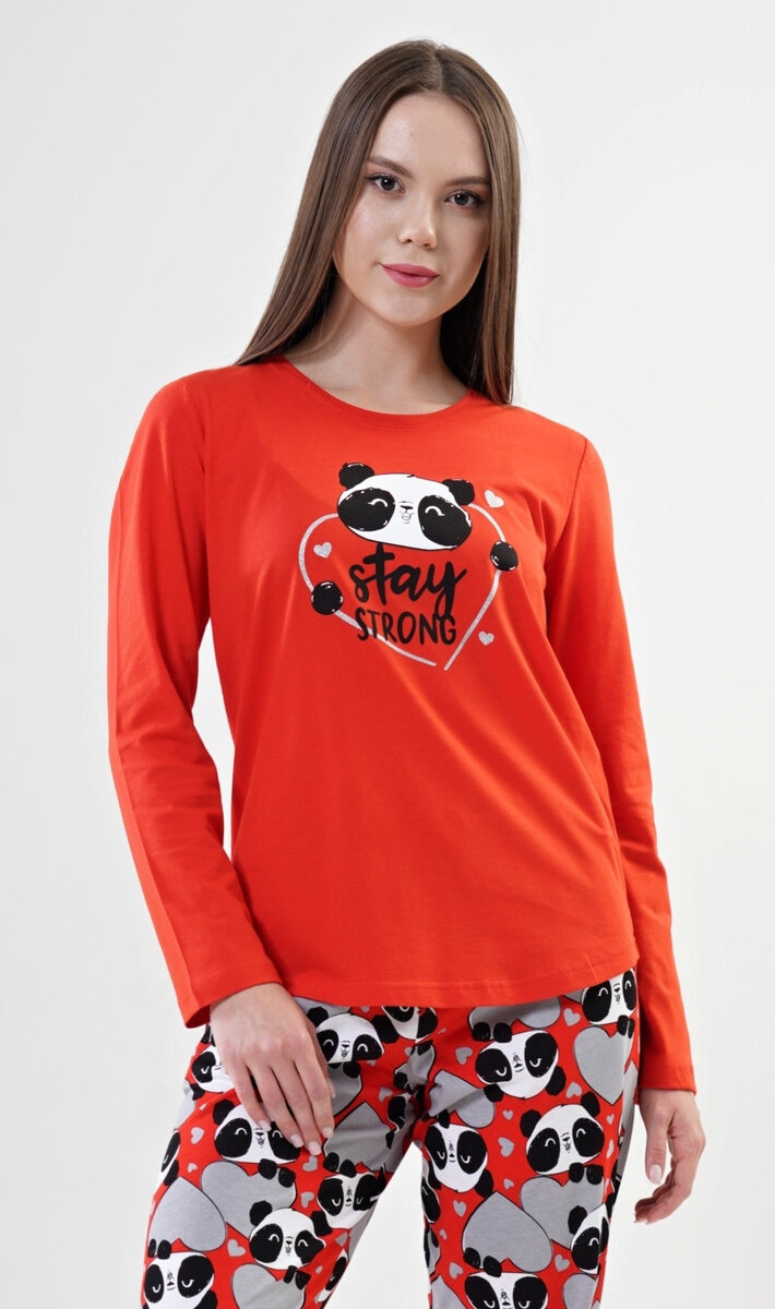 Pyžamo pro ženy dlouhé Stay strong Vienetta Secret, červená XL i232_9137_55455957:červená XL