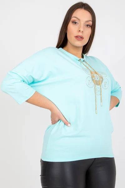 Dámská plus size halenka Mint s aplikací - Fashionhunters