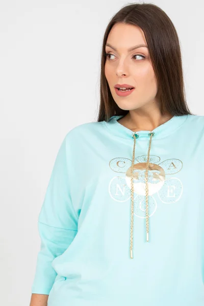 Dámská plus size halenka Mint s aplikací - Fashionhunters