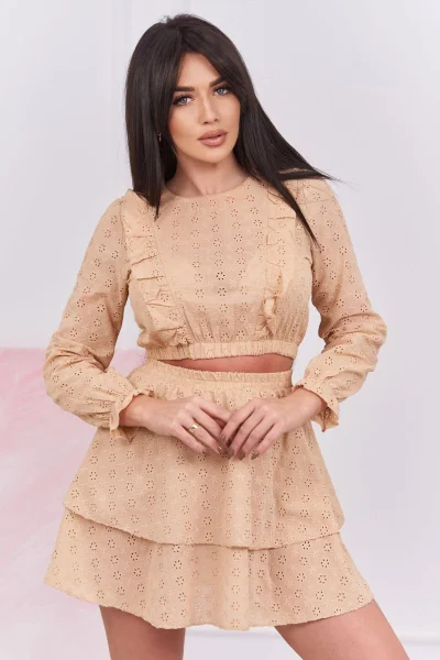 Dámský boho set halenky a sukně K-Fashion béžový