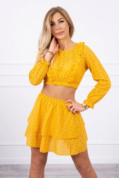 Dámský boho set – halenka a sukně K-Fashion - hořčicová