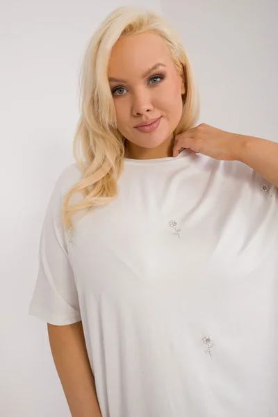 Dámská halenka plus size s krátkým rukávem Ecru Fashionhunters