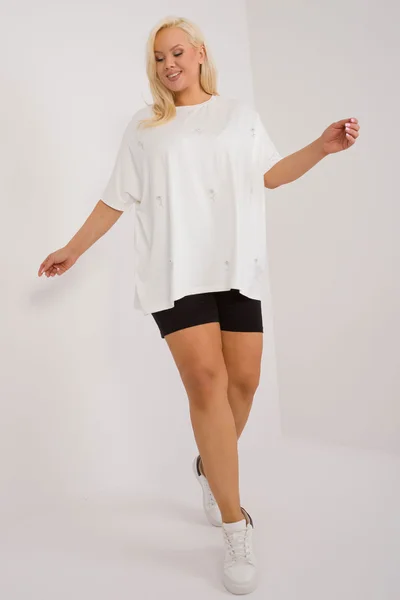 Dámská halenka plus size s krátkým rukávem Ecru Fashionhunters