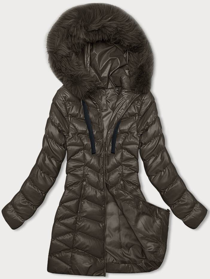Zimní bunda s kapucí a kožešinou J.STYLE, odcienie brązu S (36) i392_22650-46