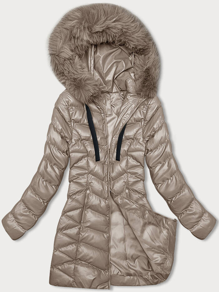 Zimní bunda s kapucí a kožešinou J.STYLE, odcienie beżu M (38) i392_22652-47