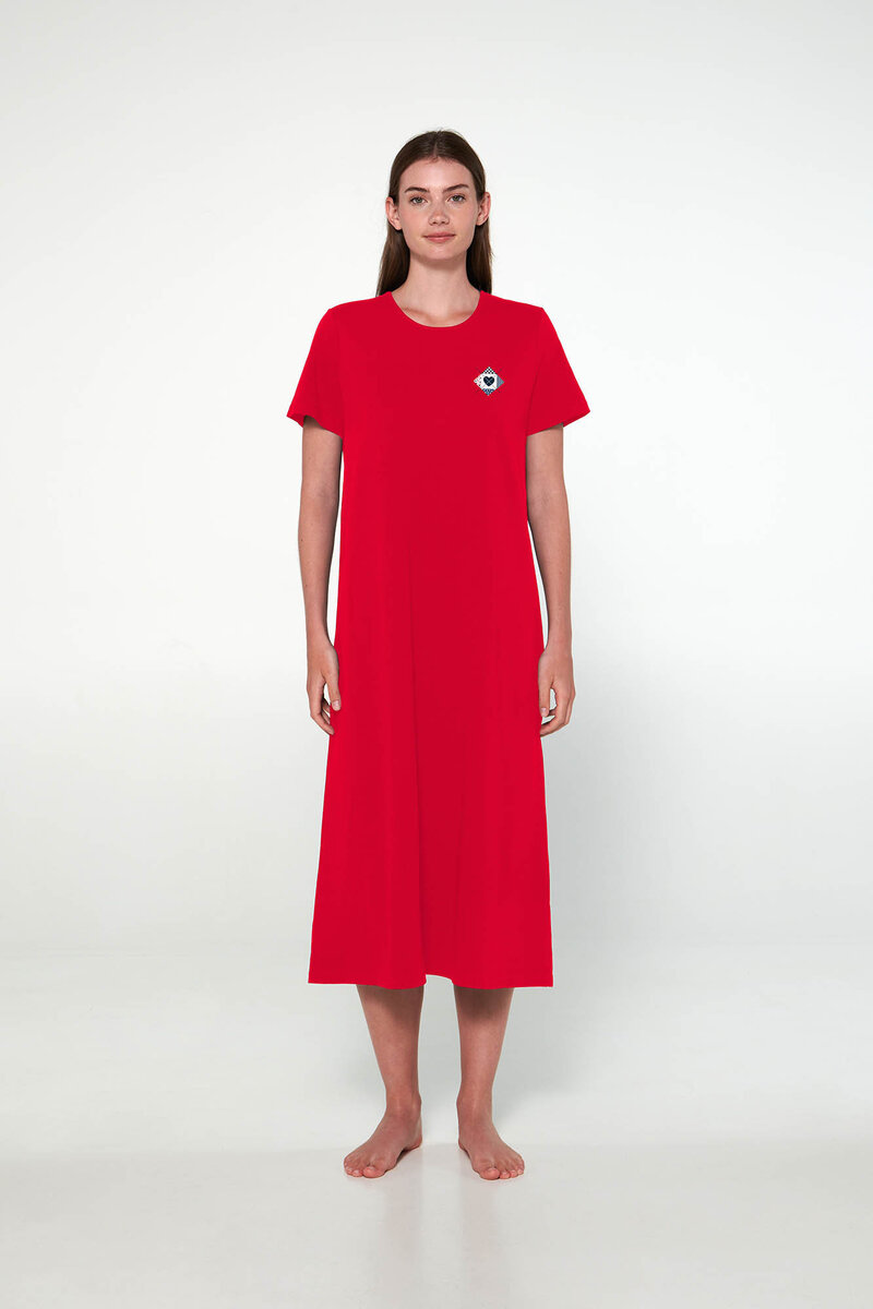 Červená noční košile Vamp - Pohodlná bavlna, XL i10_P68061_2:93_
