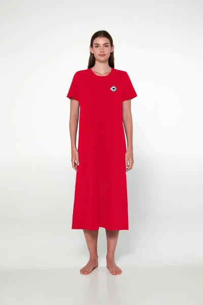 Červená noční košile Vamp - Pohodlná bavlna