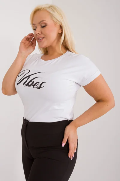 Bílé plus size dámské triko s nápisem Fashionhunters