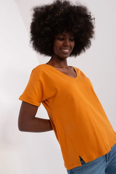 Zářivé oranžové dámské tričko s rozparky