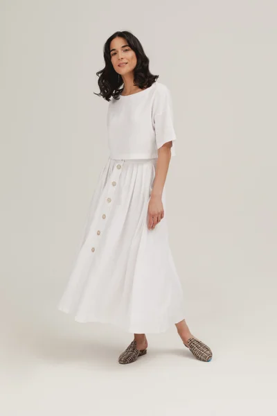 Elegantní midi sukně Naomi Off White - Benedict Harper