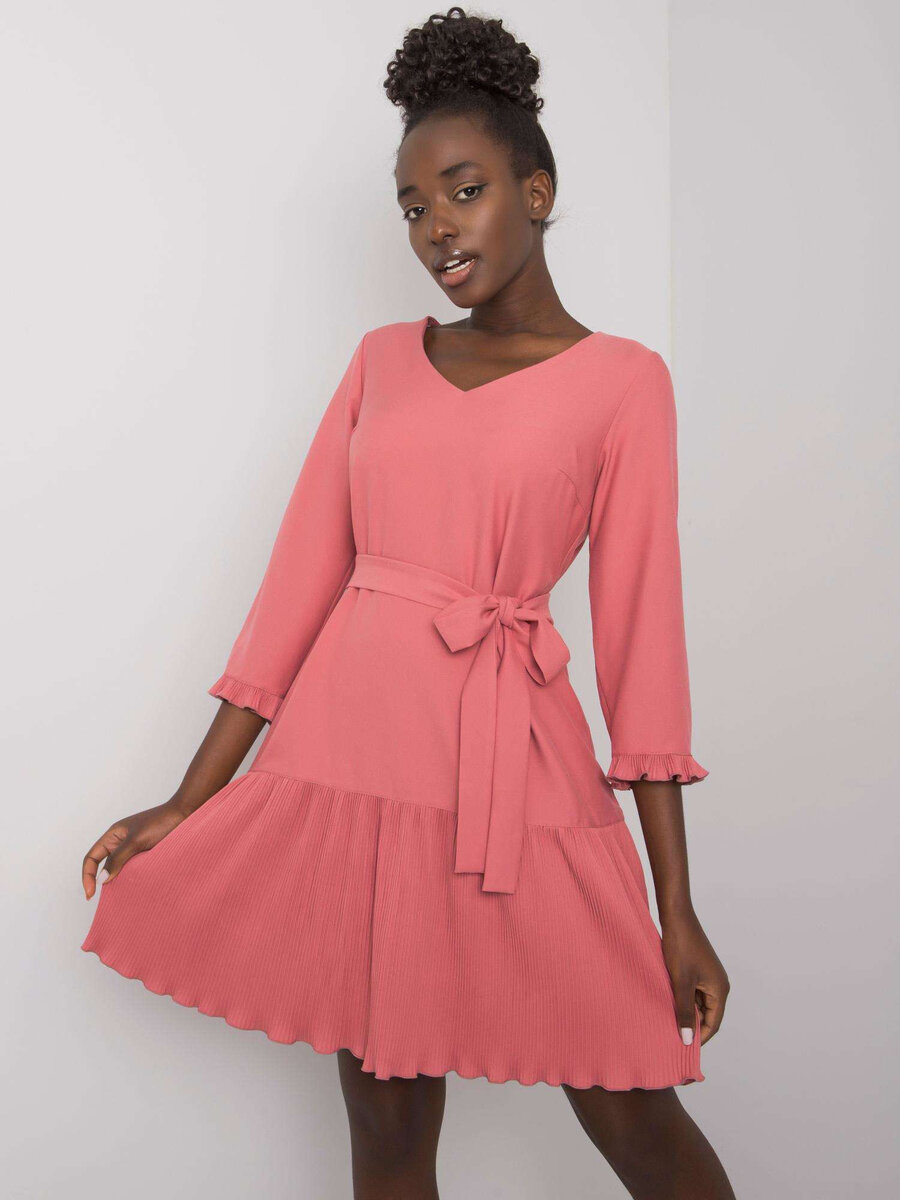 Dámské pudrově růžové šaty se záševy FPrice, 36 i523_2016103048618