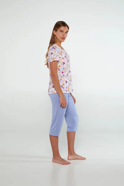 Květinové letní pyžamo Vamp - Blue Lavender