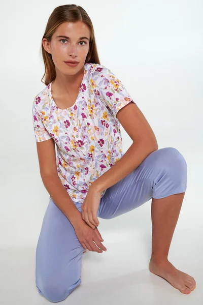Květinové letní pyžamo Vamp - Blue Lavender