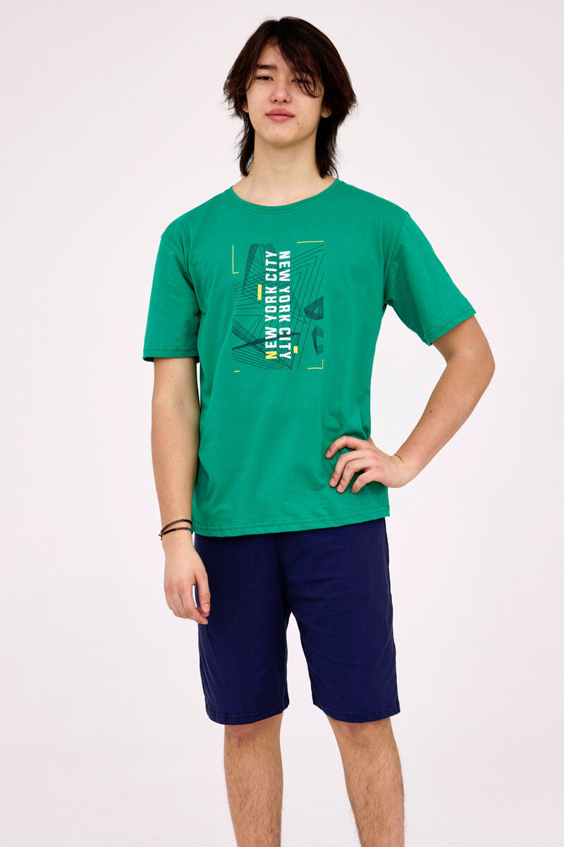 Zelené dětské pyžamo YOUNG KR CITY od Cornette, zelená 170/S i170_KY-504-170-000016-46