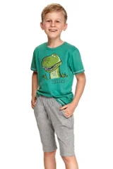 Chlapecké pyžamo Alan tmavě zelené s dinosaurem Taro