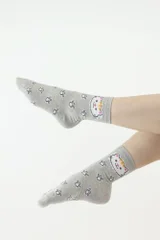 Kočičí tlapky - šedé veselé ponožky Moraj