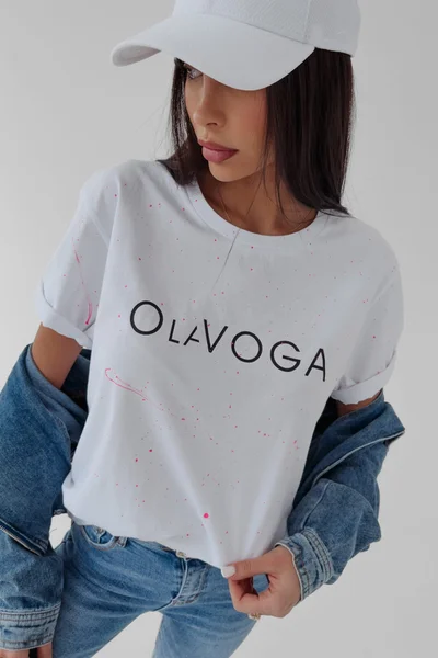 Růžové tričko s logem OLAVOGA - 100% organická bavlna