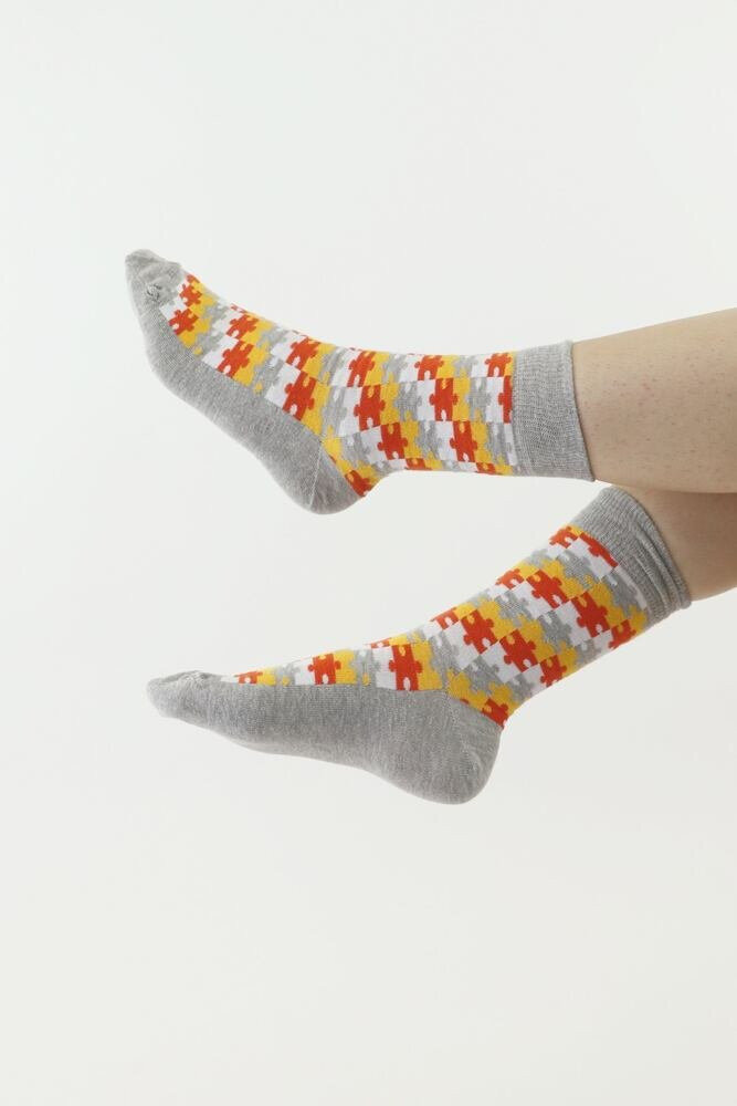 Šedé puzzle ponožky Moraj - barevné a veselé, šedá 43/45 i43_76762_2:šedá_3:43/45_