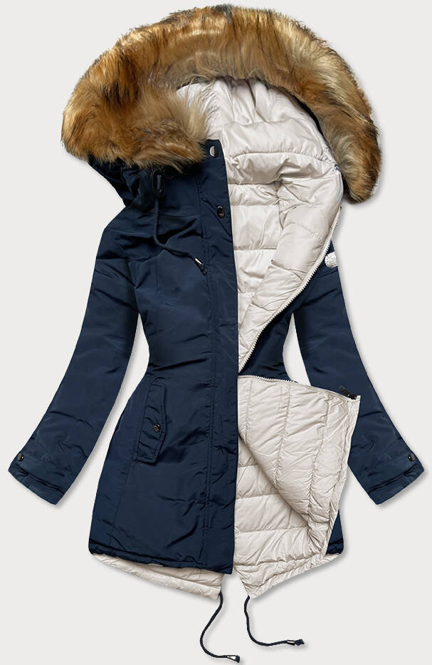 Zimní bunda 2v1 s kožešinovou kapucí LHD, odcienie bieli XXL (44) i392_18584-48