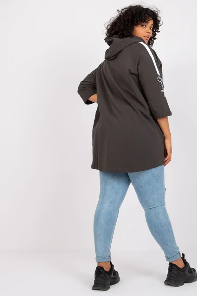 Dámská khaki plus size mikina s Miley aplikací Fashionhunters