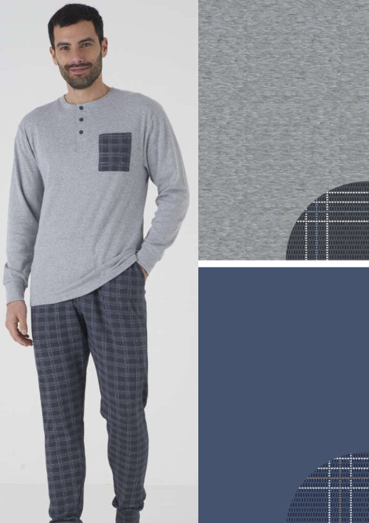 Komfortní pánské bavlněné pyžamo Karelpiu, šedá M i321_78251-451065