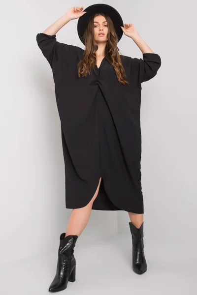 Dámské černé oversize šaty FPrice