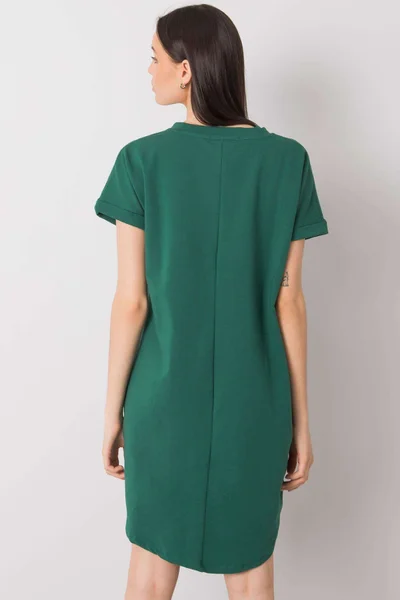RUE PARIS Dámské tmavě zelené bavlněné šaty FPrice