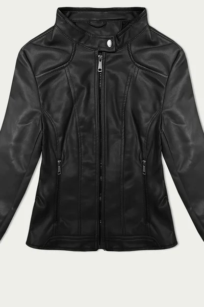 Černá ekokůžená bunda s stojáčkem Ramoneska J.Style